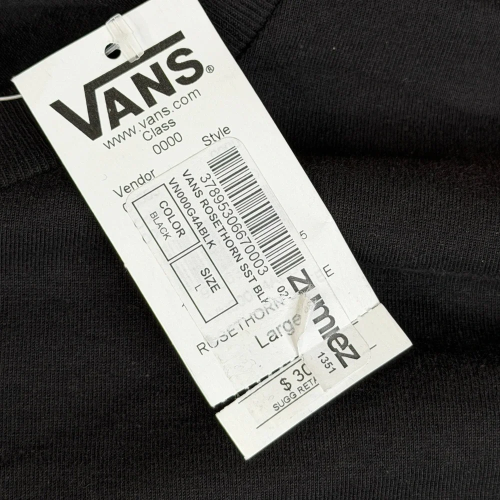 Vans T-Shirt Mens L Black SST Graphic Tee The Rose and the Thorn Surf Skate